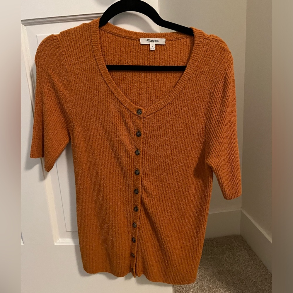 Madewell Orange Button Down Medium Ribbed